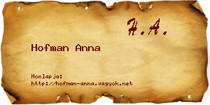 Hofman Anna névjegykártya